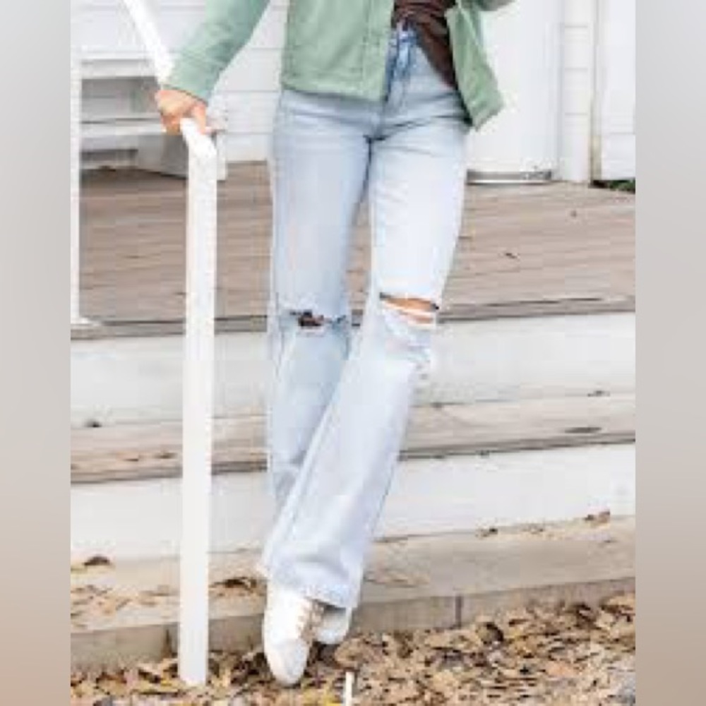 Grace & Lace Wide Leg Distressed Premium Denim size 14